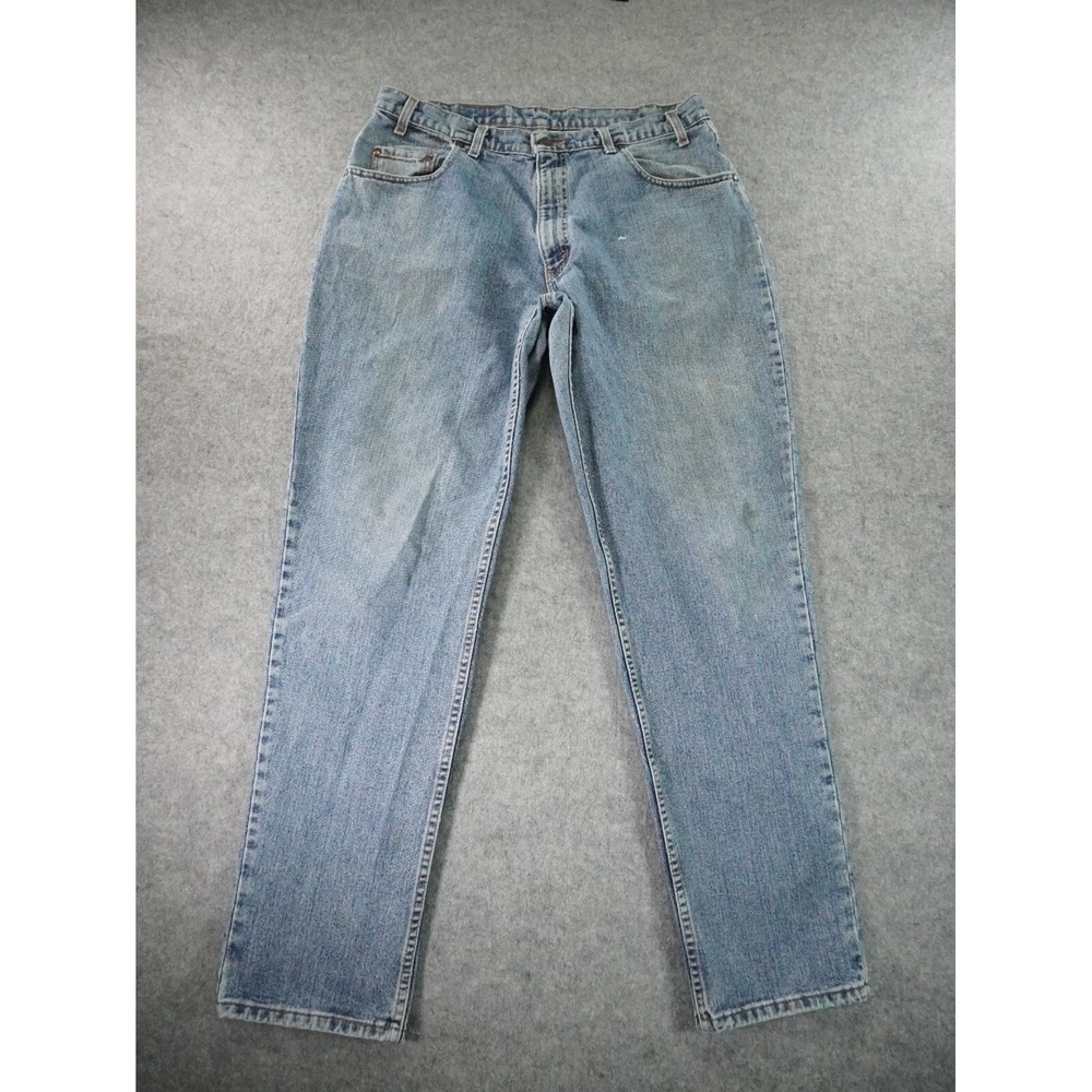 Vintage‎ Levis 545 Jeans Mens 38x34 (36x32.5) Blue Denim Loose Stained Brown Tab